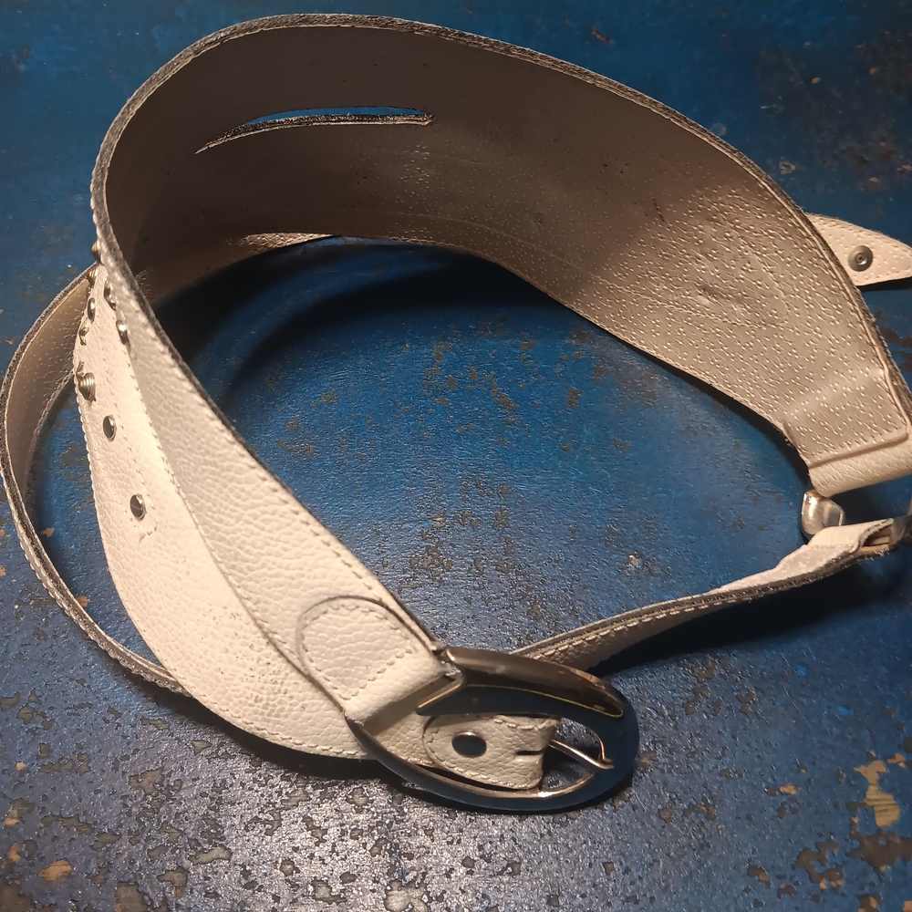 Avignon Vintage 80s White Leather Belt - Picture 2 of 7